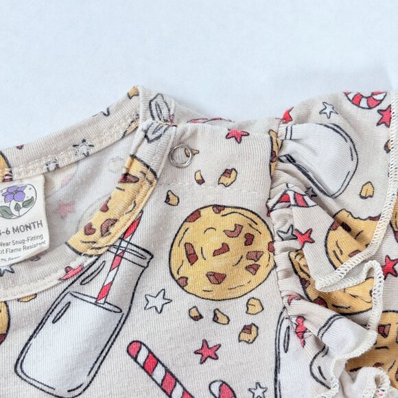 Baby Girls Bamboo Winter Christmas Holiday Santa Cookies Print Twirl Dress 3-6m - Picture 5 of 9